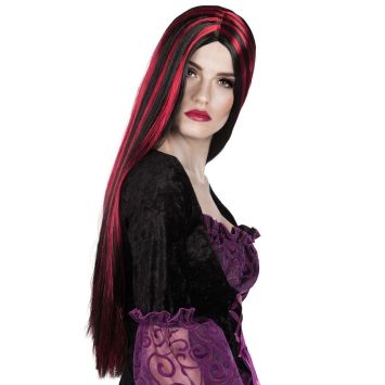 Perruque de Sorcière Noire et Rouge