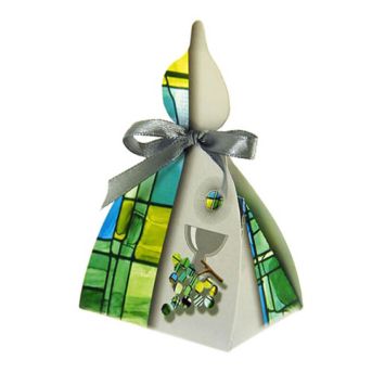 10 Boîtes à Dragées Communion - Bougie vitrail