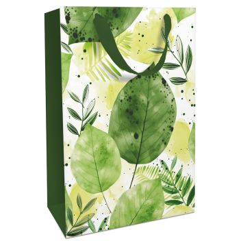 Sac cadeau Fashion Leaves Pine, motif feuilles vertes | jourdefete.com