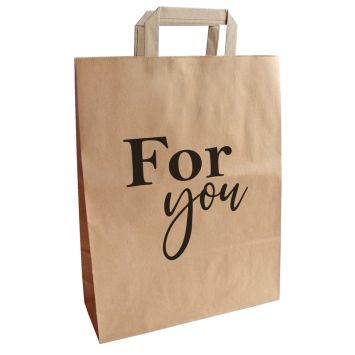Sac kraft naturel "For You" 26 x 36 x 11 cm | jourdefete.com