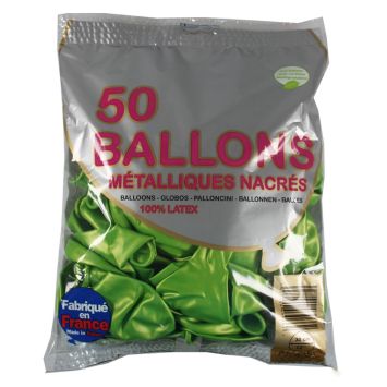 50 Ballons Baudruche Vert Tilleul Métalliques 