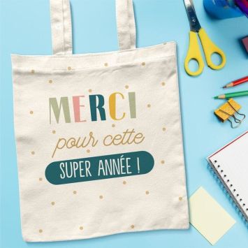 Sac cabas en coton - Merci pour cette super année - Collection Merci pour cette année