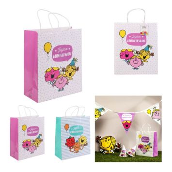 Sac cadeau anniversaire monsieur madame couleur bleu ou rose au choix