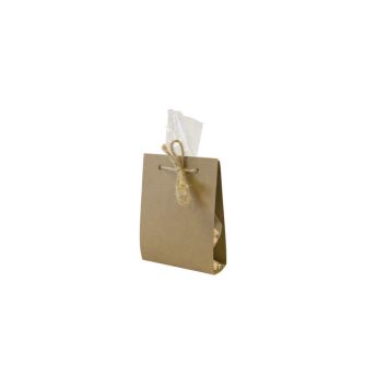 6 sacs transparents avec décor en papier kraft contenants à dragées