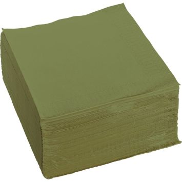 Craquez pour ce sublime sachet de 100 Serviettes Ouate de cellulose de couleur Vert Olive | jourdefete.com