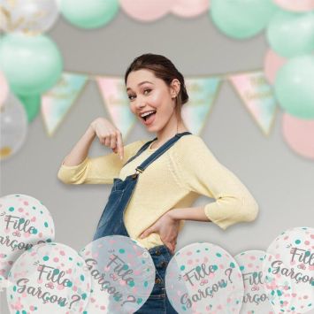 Sachet de 6 ballons à confettis - Fille ou Garçon ? - Collection Gender Reveal