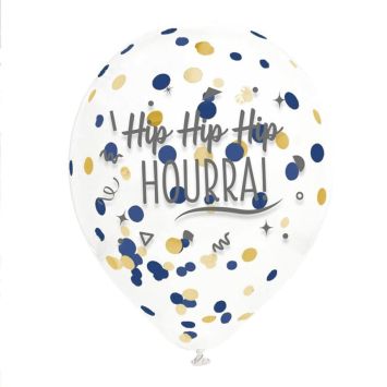 Sachet de 6 ballons à confettis - Joyeux Anniversaire - Collection Confettis | jourdefete.com