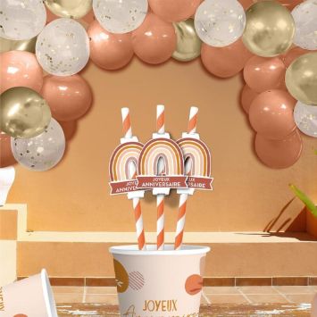 Kit Arche à Ballons - Joyeux Anniversaire - Collection Terracotta