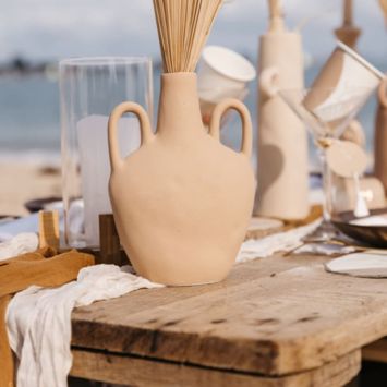 Vase en grès - Sahara - 20 x 14 cm - Couleur Camel