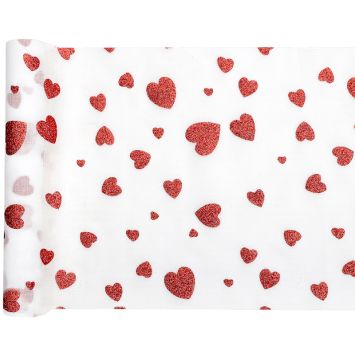 Chemin de table en polyester - 28 cm x 3 m - Saint-Valentin