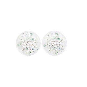 2 Badges témoin collection sauge green vert et blanc | jourdefete.com