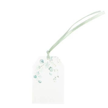 10 Étiquettes Sauge Green Blanc, Vert Sauge 6 x 4 cm + Ruban Satin Vert Sauge | jourdefete.com