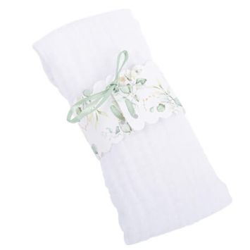 10 Ronds de Serviette Sauge Green Blancs, Vert Sauge et Or 16 x 4 cm + Ruban Satin Vert Sauge | jourdefete.com