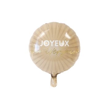 Ballon mylar beige Joyeux Anniversaire de 45 cm | jourdefete.com