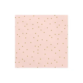 20 serviettes en papier - 33 x 33 cm - Rose à pois dorés