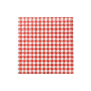 Serviettes en papier carrées avec imprimé vichy à carreaux rouges et blancs pour table de fête | jourdefete.com