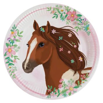 8 assiettes - 22,8 cm - Collection Beaux Chevaux | jourdefete.com