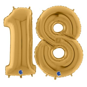 Duo de 2 ballons dorés chiffre 1 et 8 pour un certain passage de cap !