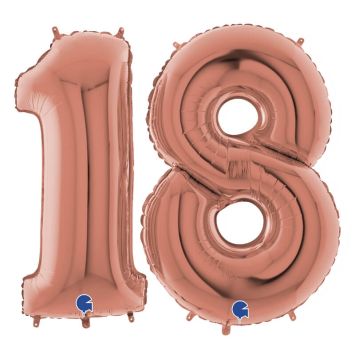 Lot de ballons rose gold géants - 102 cm - Age au Choix