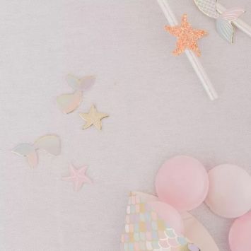 Assortiment de 100 Confettis - Sirène Pastel et Or