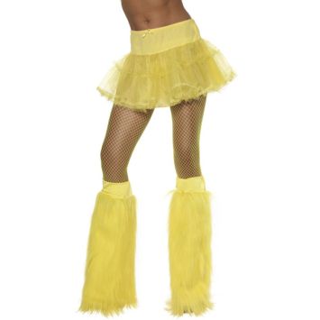 Couvre-bottes Années 80 en Peluche Fluo Jaune