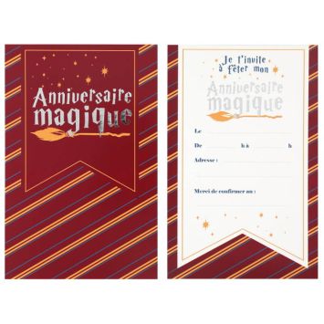 Lot de 6 cartons d'invitation - Sorcier | jourdefete.com