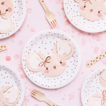 Lot de 20 serviettes en forme de souris rose