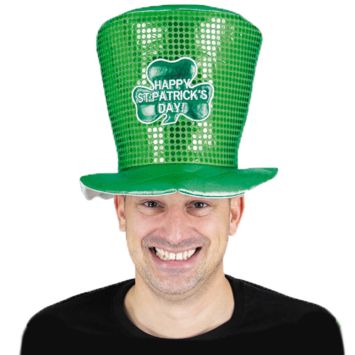 Chapeau haut-de-forme vert "Happy St. Patrick's Day !" - Saint-Patrick
