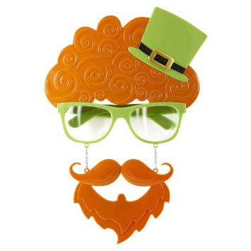 Lunettes de Leprechaun avec cheveux, moustache et bouc - Saint-Patrick
