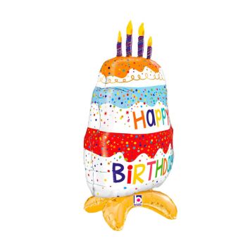 Ballon en Aluminium - Gâteau d'anniversaire avec base - 43 x 73 x 23 cm