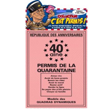 permis humoristique 40 ans