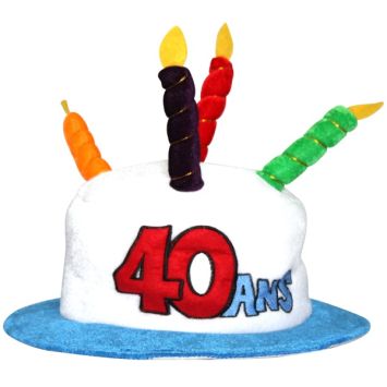 Chapeau Anniversaire 40 ans blanc