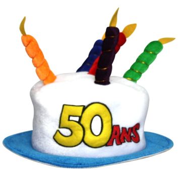 Chapeau Anniversaire 50 ans blanc