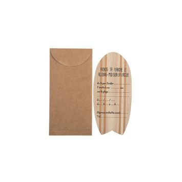 8 invitations en bois collection beach and surf | jourdefete.com