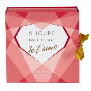 Calendrier mots d'amour avec 5 bougies parfumées