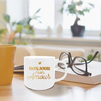 Mug Mat - Bonjour mon amour - Saint-Valentin - Collection Chéri Chérie
