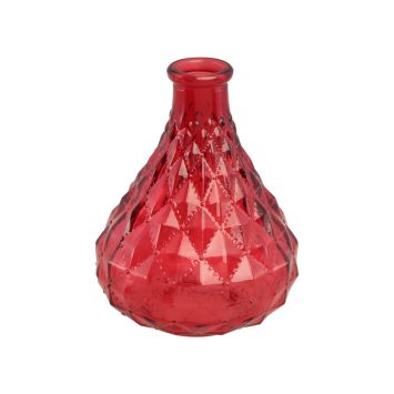 Vase rouge en forme de flacon en verre - 9,5 x 12,5 cm - Saint-Valentin