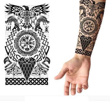 Tatouage de viking temporaire avec motifs nordiques 14x30 cm | jourdefete.com