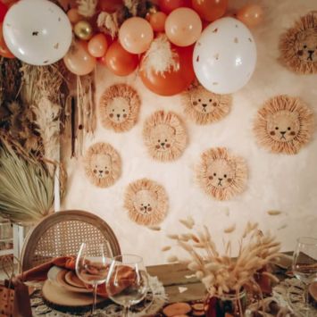 Suspension tête d'ourson en raphia - 38 cm