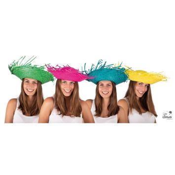 Chapeau de paille Hawaï coloré pour fête tropicale et été | jourdefete.com