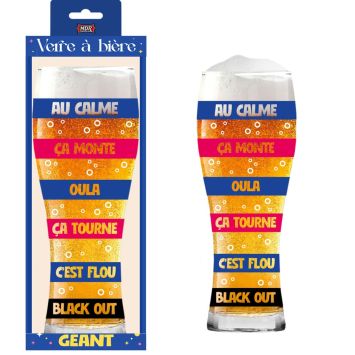 Verre à bière géant avec niveaux “ça monte”, “oula”, “black out” pour des soirées pleines d’humour | jourdefete.com