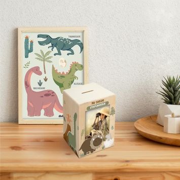 Tirelire personnalisable en bois pour enfant - Explorateur