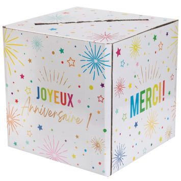 Tirelire "Joyeux Anniversaire" - 20 x 20 x 20 cm - Collection Festicolor - Couleur au choix