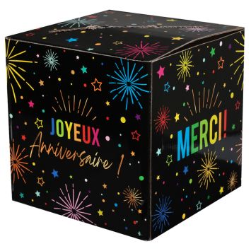 Tirelire "Joyeux Anniversaire" - 20 x 20 x 20 cm - Collection Festicolor - Couleur au choix
