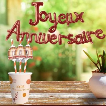 Guirlande de mots gonflables - Joyeux Anniversaire - Collection Terracotta