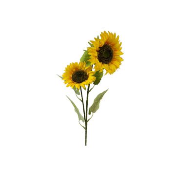 Branche de tournesol artificiel à deux têtes de 85 cm pour déco champêtre | jourdefete.com