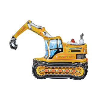 Ballon aluminium réaliste en forme de tractopelle jaune pour enfant | jourdefete.com