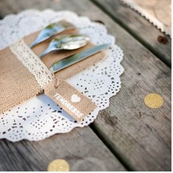 6 Napperons en papier dentelle - Blanc - 21,5 cm