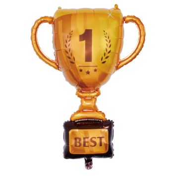 Ballon en forme de trophée doré avec numéro 1 et mention BEST | jourdefete.com