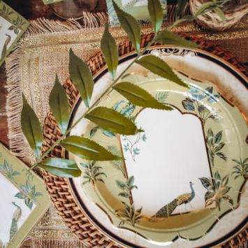 8 Assiettes en carton - Collection Tropical Peacock